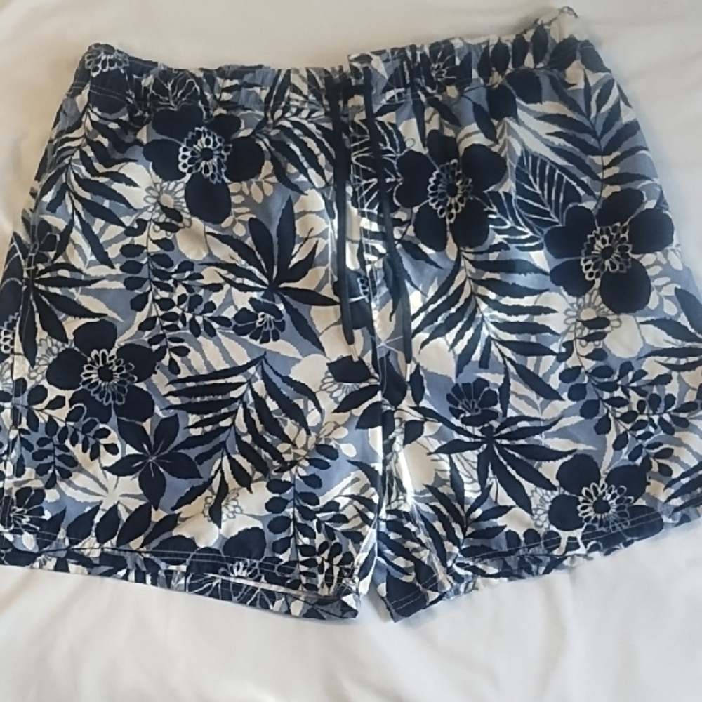 Nautica Short Mens Swim Trunks Drawstring Surf Lined  Tropical Print. Size XXL.